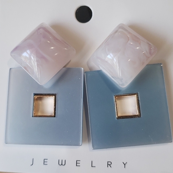 2 For $15 Acrylic Geometric Square Hollow Earrings - Picture 1 of 3